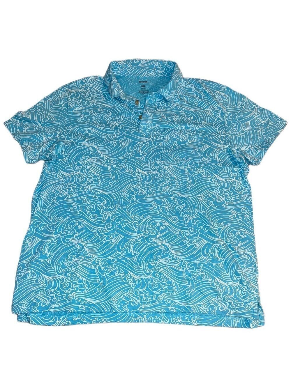 Sonoma Ocean Waves Shirt XL Blue Short Sleeve Cotton